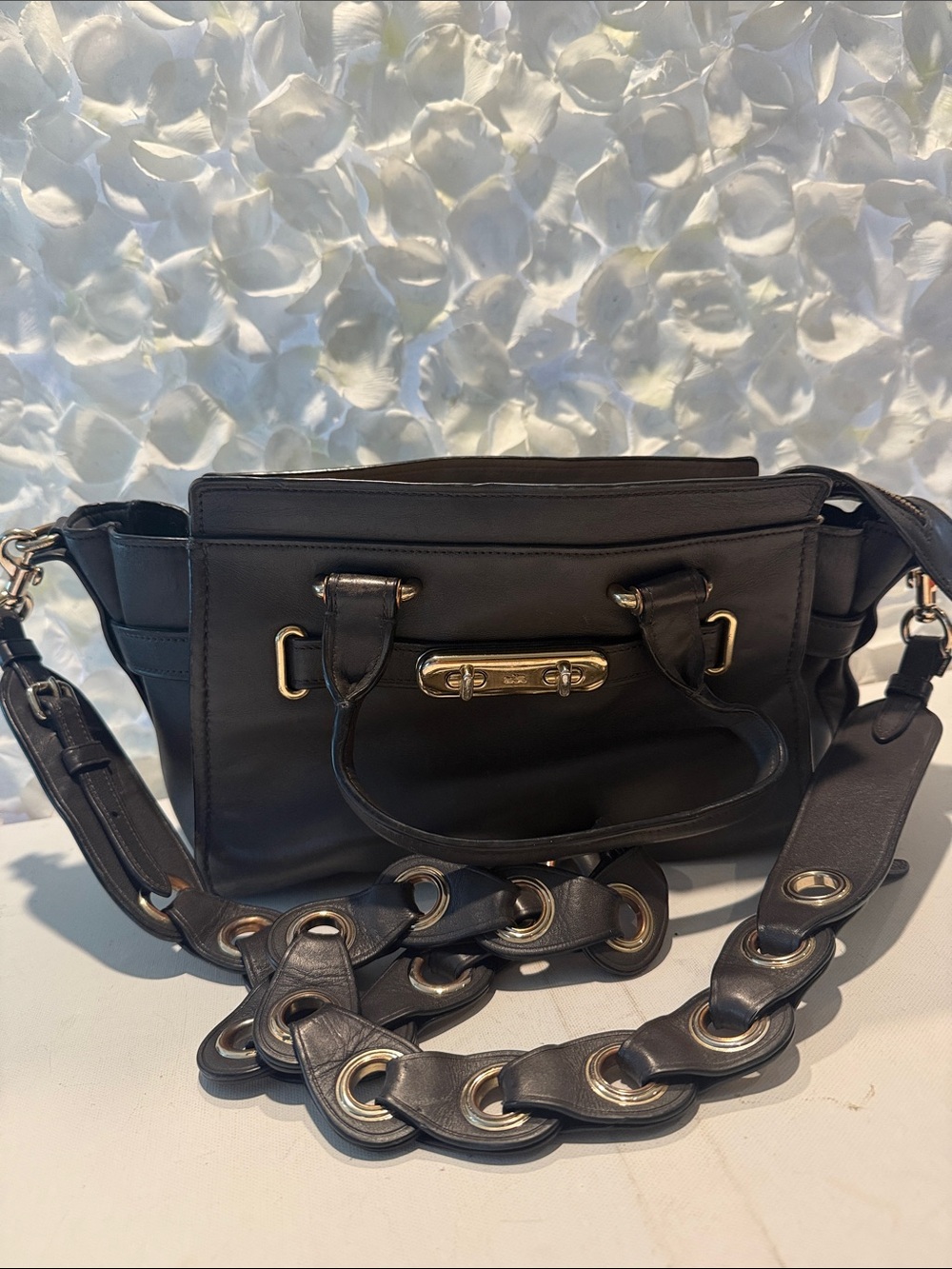 Coach Glovetanned Leather Shoulder Bag with Gold Hardware